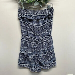 Papaya Strapless Aztec Navy and White Romper L